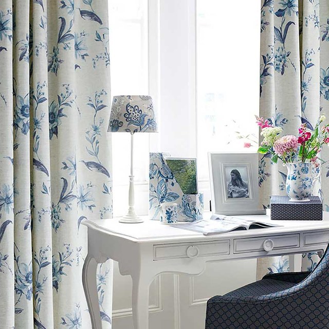 Blue floral outlet curtains