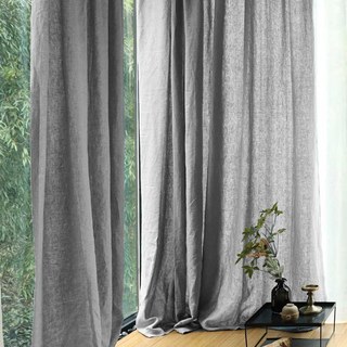 Wabi Sabi Pure Flax Linen Light Grey Heavy Voile Curtain 3