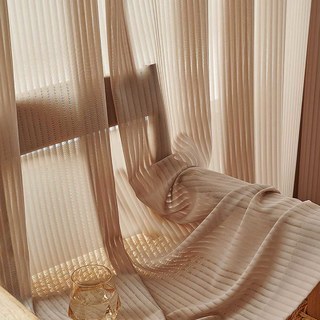Sun Rays Bold Striped Mocha Brown Sheer Curtain