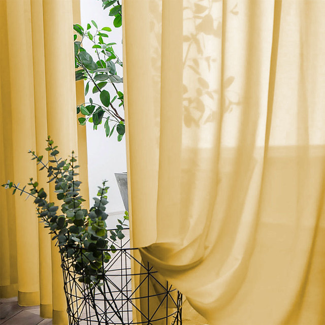 Soft Breeze Mustard Yellow Chiffon Voile Curtain