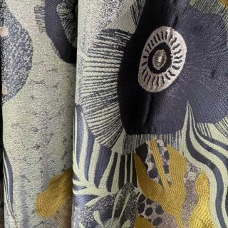 Earthy Whimsy Yellow and Purple Modern Floral Curtains