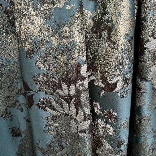 Floral Reverie Jacquard Duck Egg Blue Curtains 2