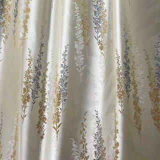 Lavender Elegance Luxury Cream and Gold Satin Floral Curtains