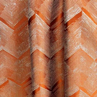 Zigzag Symphony Chevron Orange Faux Silk Modern Geometric Curtains 3