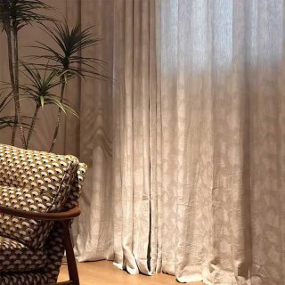 Gingko Rain Premium Jacquard Floral Drew Retting Linen Curtain 1