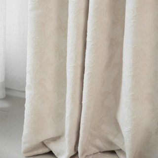 Serene Bloom Cream Vegan Suede Floral Curtain 6