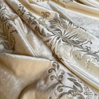 Heritage Luxury Cream and Gold Damask Velvet Curtain 5