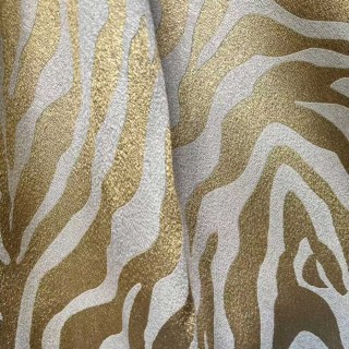 Savannah Luxury Jacquard Cream Gold Zebra Print Curtain 3