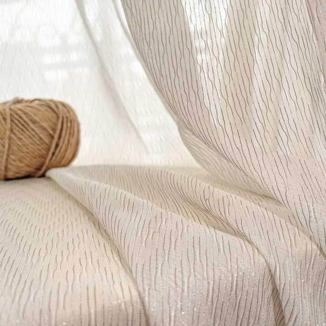 Whisper Wave Shimmering Cream Mesh Net Voile Curtains 1