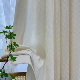 Chevron Mist Geometric Cream Heavy Voile Curtain