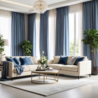 Fine Cadet Blue Velvet Curtain 2