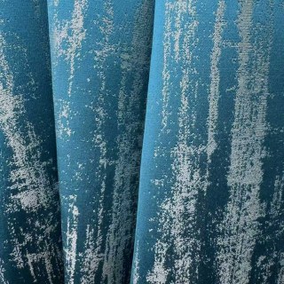 Rustic Rainfall Abstract Textured Glittery Teal Curtains