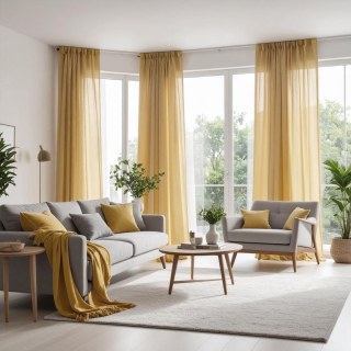 Smarties Champagne Yellow Soft Sheer Voile Curtain