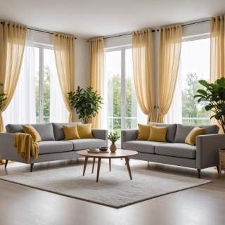 Smarties Champagne Yellow Soft Sheer Voile Curtain 3