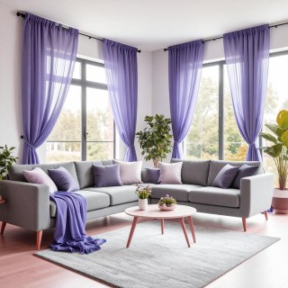 Smarties Lilac Soft Sheer Voile Curtain 2