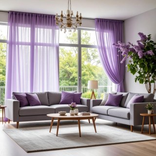Smarties Lilac Soft Sheer Voile Curtain 3
