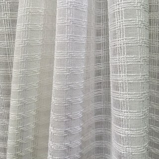 Ethereal Grid Cream Linen Style Voile Curtain