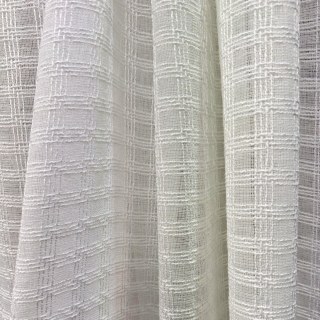 Ethereal Grid Cream Linen Style Voile Curtain 3