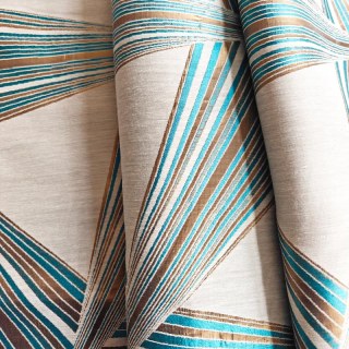 Prism Axis Teal and Gold Geometric Art Deco Curtains 2