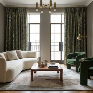 Field of Gold Luxury Jacquard Abstract Grain Patterned Dark Green Curtain 1