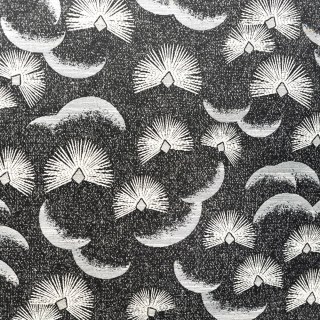 Fluttering Fanburst Art Deco Geometric Black and White Curtains 5