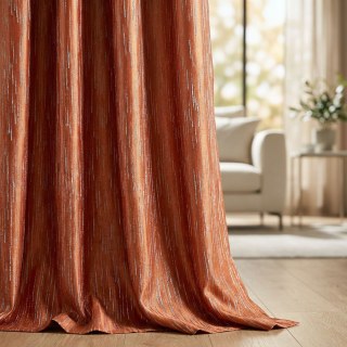 Gilded Stream Orange Curtain with Metallic Stripes