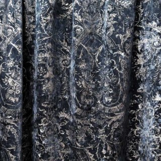 Heritage Luxury Blue Gilded Damask Velvet Curtain 3