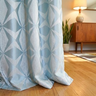 Pinwheel Prism Mid Century Modern Duck Egg Blue Geometric Curtains