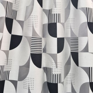 Retro Rhythm Mid Century Modern Black White and Gey Geometric Curtain 5