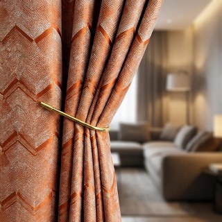 Zigzag Symphony Chevron Orange Faux Silk Modern Geometric Curtains