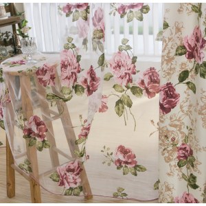 DEL Centifolia Floral Rose et Crème Rideau 7