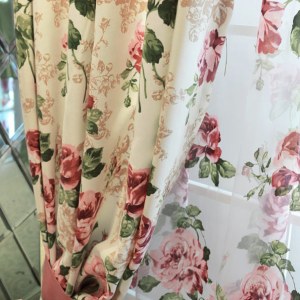 DEL Centifolia Floral Rose et Crème Rideau 4