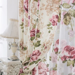 DEL Centifolia Floral Rose et Crème Rideau 5