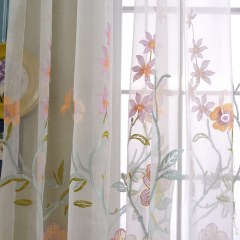 Fragrance Bleu Branche Brodé Rideau en Voile