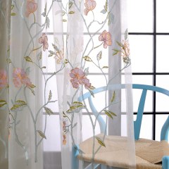 Fragrance Bleu Branche Brodé Rideau en Voile 3