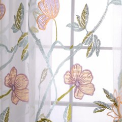 Fragrance Bleu Branche Brodé Rideau en Voile