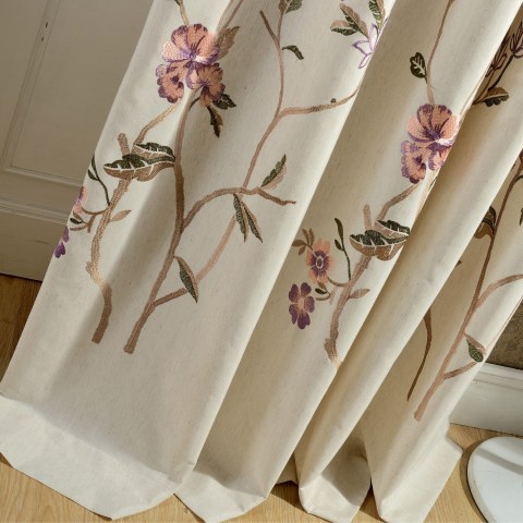 Fragrance Brun Branche Brodé Rideau 1