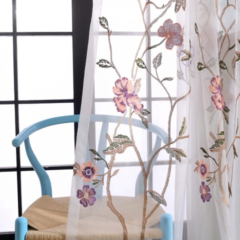 Fragrance Brun Branche Brodé Rideau en Voile 1