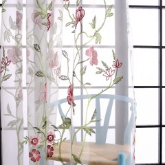 Fragrance Vert Branche Brodé Rideau Voile Transparent 2