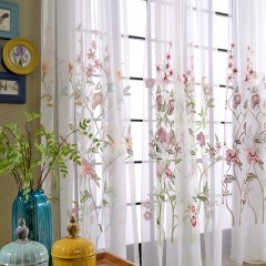 Fragrance Vert Branche Brodé Rideau Voile Transparent