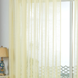 Une Touche de Soleil Voilage Semi-Transparent Jaune Citron Rideaux en Tulle Lourd