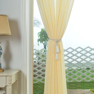 Une Touche de Soleil Voilage Semi-Transparent Jaune Citron Rideaux en Tulle Lourd 6