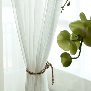 Une Touche de Soleil Voilage Blanc Semi-Transparent Rideau en Maille Lourde 3