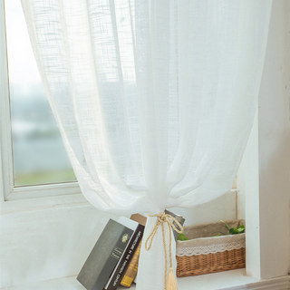 Une Touche de Soleil Voilage Blanc Semi-Transparent Rideau en Maille Lourde 5