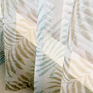 Feuilles de Palmier Bleu Rideau Voile Transparent 2