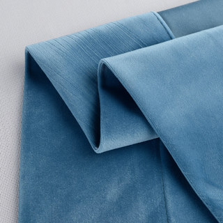 Rideaux de velours bleu canard et lustré 5