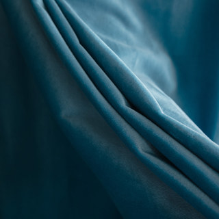 Rideaux de velours bleu canard et lustré 4
