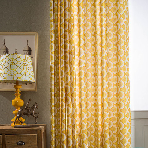 Bonjour Sunshine Moderne Art Déco Jaune Rideau Floral 1