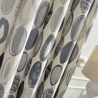 Infinity Bleu Gris Moderne Motif Géométrique Rideau 3