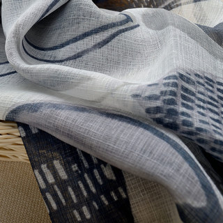 Infinity Bleu Gris Moderne Voile Géométrique Rideau 6
